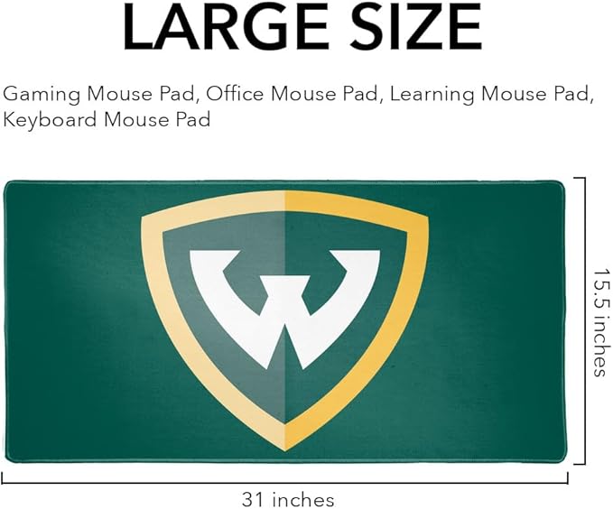 Wayne State University Primary Logo Large Gaming Mouse Pad Desk Mat with Stitched Edges Non-Slip Base for Gamer Home and Office 31.5 x 15.7