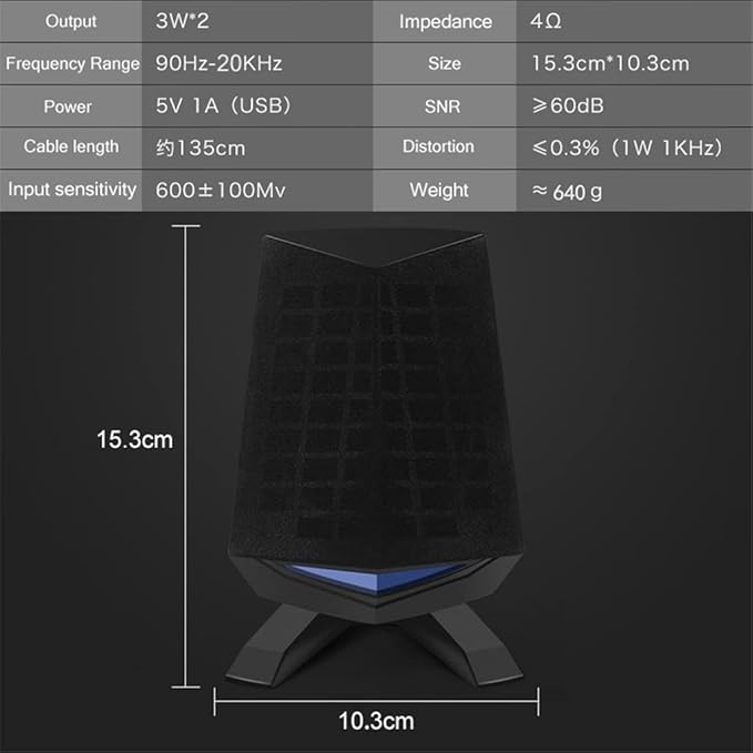 1 Pair Wired Computer Speakers USB AUX Bass Reinforcement PC Speaker for Laptop Desktop 6W 64mm Horn Audio Loudspeaker
