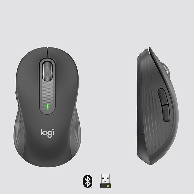 Logitech Signature M650 L Full Size Wireless Mouse - for Large Sized Hands Silent Clicks Customizable Side Buttons Bluetooth Multi-Device Compatibility (Graphite) (Renewed)