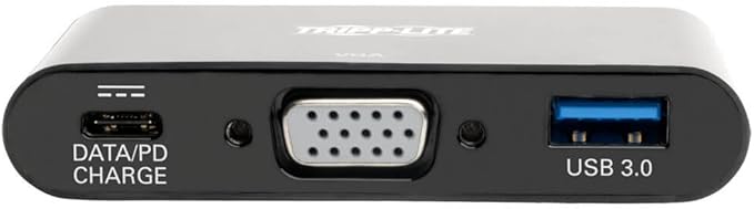 Tripp Lite USB C to VGA Multiport Adapter w/ USB-A Hub &amp PD Charging 1080p USB 3.1 Gen 1 Thunderbolt 3 Black (U444-06N-VUB-C)