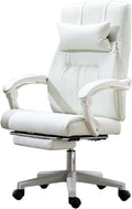 Office Computer Chair Gaming Chair White Pc Gaming Chair Ergonomic Big and Tall Executive Office Chair with Retractable Footrest Rolling Swivel High Back Task Leather Executive Chair for Women for Ho