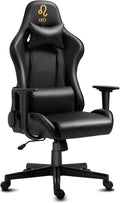 DIKEP Gaming Chair Video Game Chair Lumbar Support Headrest PVC Leather High Back Computer Chair for Home Office Black