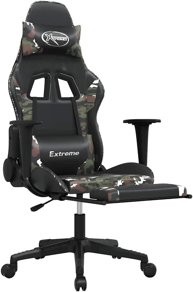 Ergonomic Gaming Chair with Footrest Adjustable Reclining Faux Leather for Office Desk Computer Room