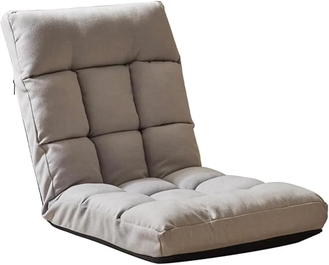ELEFOCUS Folding Floor Gaming Chair with Back Support for Adults 6-Position Backrest Adjustment Recliner Chair for Living Room(/Gray)