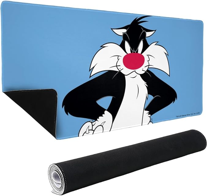 Looney Tunes Sylvester Large Gaming Mouse Pad Desk Mat with Stitched Edges Non-Slip Base for Gamer Home and Office 31.5 x 15.7