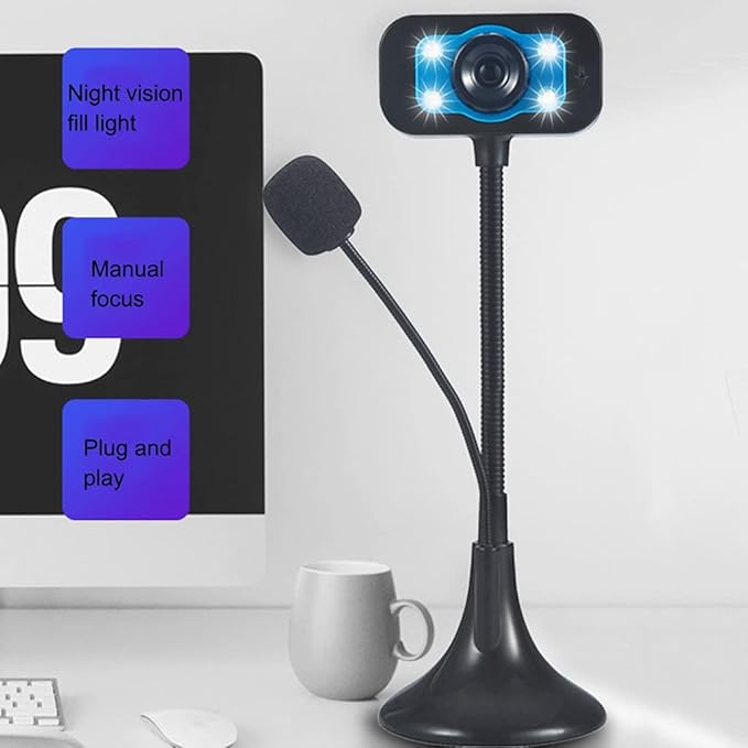 2.0 Webcam Camera Web Cam Mic LED Desktop Computer PC Video Microphone Night Vision