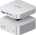 ORICO USB Hub Compatibility with Mac mini M4 9-in-1 Aluminum Dock with SSD Enclosure for NVME/SATA M.2 USB A 10Gbps 3.0 SD/TF Card Readers 3.5mm Audio Jack