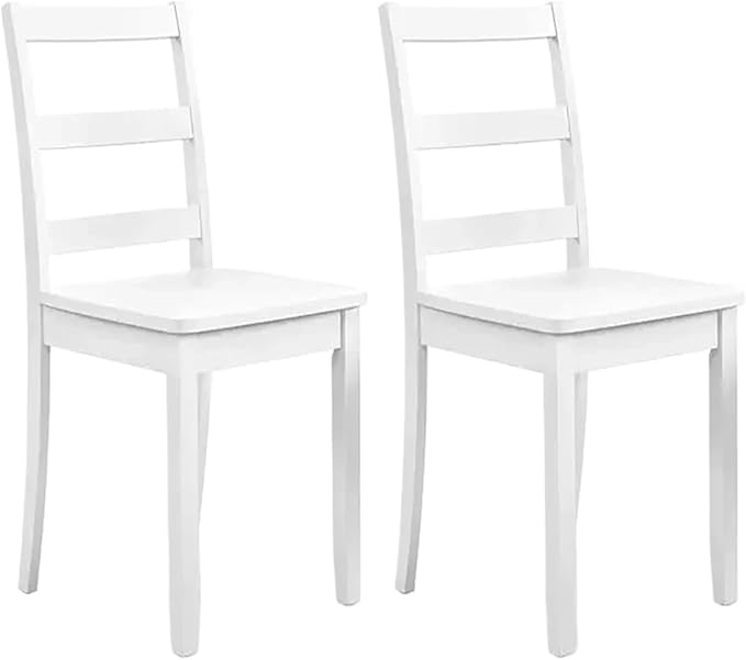 Adjustable Office Computer Chair with Armrest 2pcs High Back Armless KitchenDining Room Chairs with Solid Rubber Wood Legs(White)