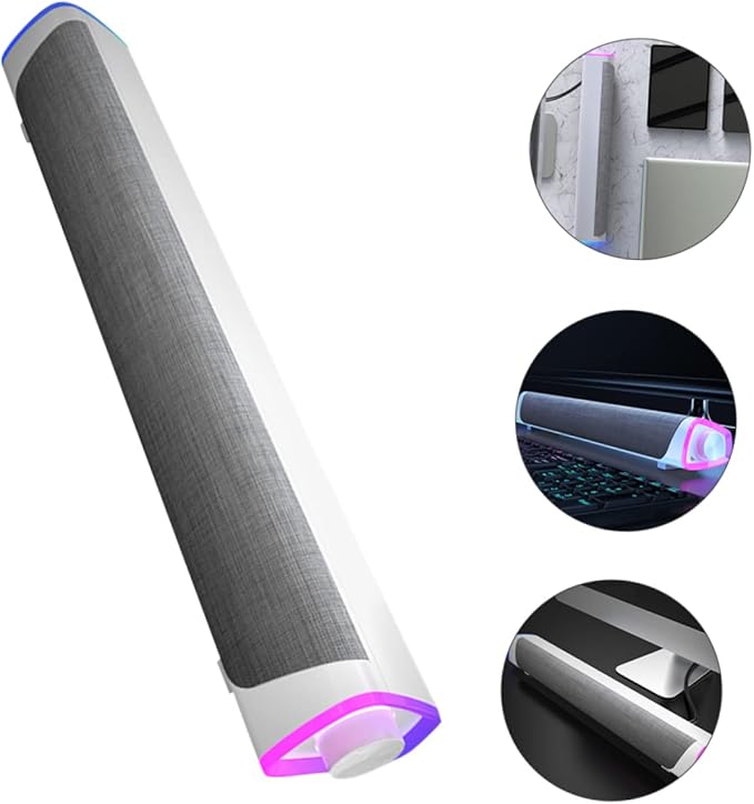 Veemoon Tablet Speaker Computer Soundbar Wired Soundbar White 3D Surround Sound Speaker