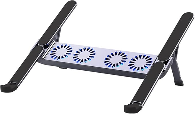 Foldable Laptop Cooling Pad with Quiet Fan and Adjustable Stand for 10-17inch Tablets Aluminum Alloy Design Foldable Computer Cooling Base