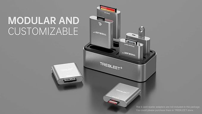 TREBLEET Workflow Station - Professional 4-Bay Modular Card Reader Hub USB 3.2 Gen 2 10Gbps Docking Station Customizable Expansion for CFexpress Type A/B XQD SD/TF &amp CFast 2.0
