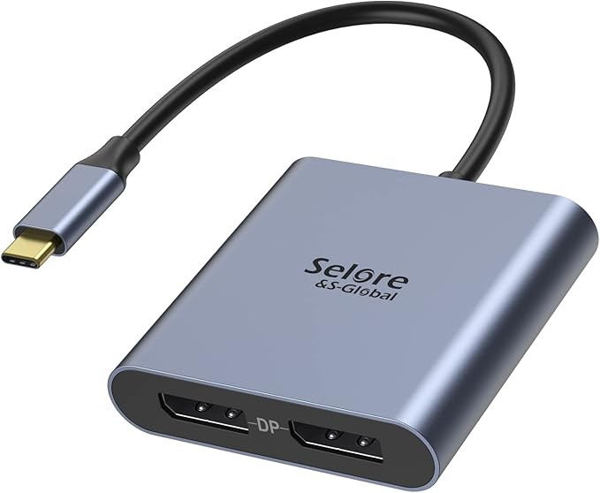 USB-C to Dual 4K DisplayPort Splitter Adapter USB-C to DisplayPort Dual Monitor Converter 4K 60Hz USB-C DisplayPort Hub Compatible for Dell XPS 13/15 Lenovo Yoga Samsung Chromebook HP and More