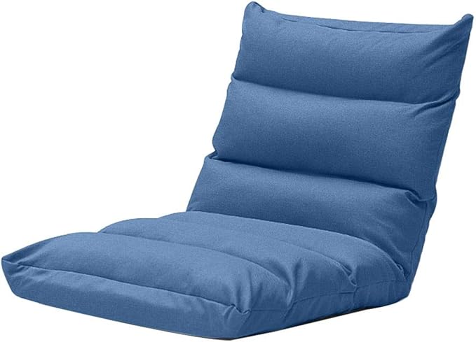 Floor Chair Floor Chair Lazy Leisure Sofa Removable and Washable Computer Chair on Single Bed Independent Liner Folding Meditation Chair 6-Way Adjustable for Bay Window Balcony (Color : Blue)