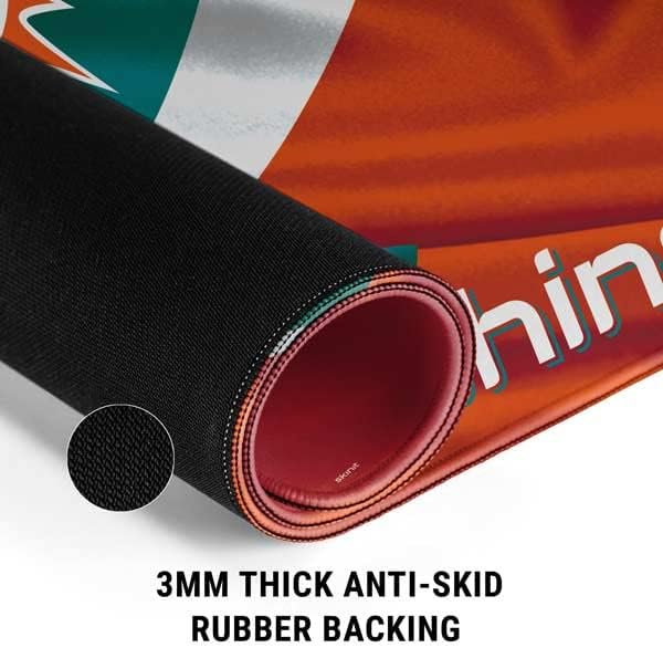 Skinit Extra Large Gaming Mouse Pad - Officially Licensed Miami Dolphins Design with Stitched Edges Waterproof Non-Slip Rubber Base Desk Mat for Keyboard &amp Mouse 35.75 x 15.4 inches