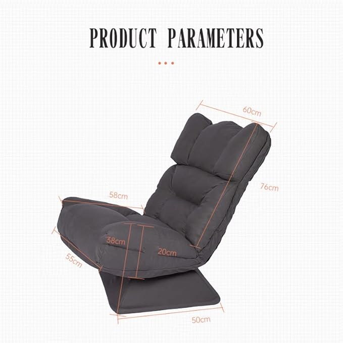 TBQATNTS Reclining Folding Floor Gaming Chair for Homehigh Back Folding 360-Degree Swivel Floor Lazy SofaChair Padded Backrest Lounger Sleeper Game Rocker for Teens AdultsB