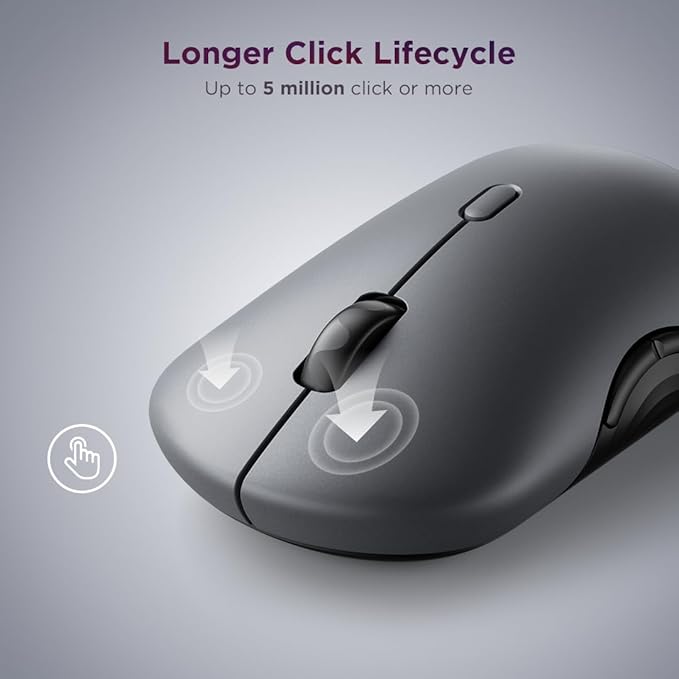Lenovo 700 Multi-Device Wireless Mouse Bluetooth or 2.4 GHz USB-A Connection Connect up to 3 Devices 36 Month Battery Life Luna Grey