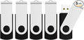 JUANWE 64GB USB Flash Drives 5 Packs USB 2.0Thumb Drives Foldable 360°Swivel Memory USB Stick with Lanyard Hole Jump Drive Pen Drive Zip Drive Portable Flashdrive for PC Mutipack Black