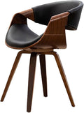 Adjustable Office Computer Chair with Armrest Dining Chair Kitchen Furniture Chairs Home Solid Wood Leather Balcony Writing(Leather Walnut Black)