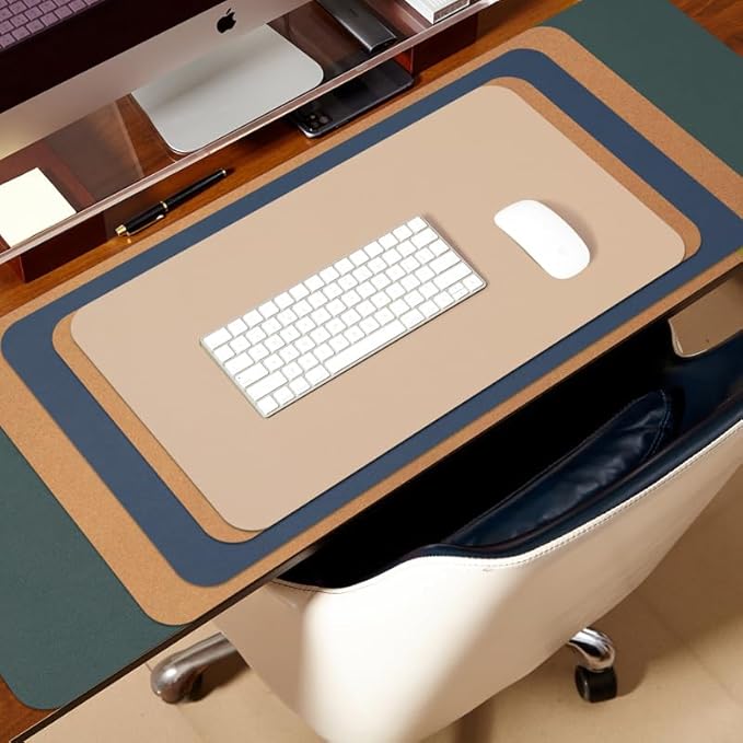 Large Cork Desk Mat - 47.2x 17 Desk Pad for Office and Home - Ideal for Large Mouse Pad and Desk Mats on Top of Desks(White)