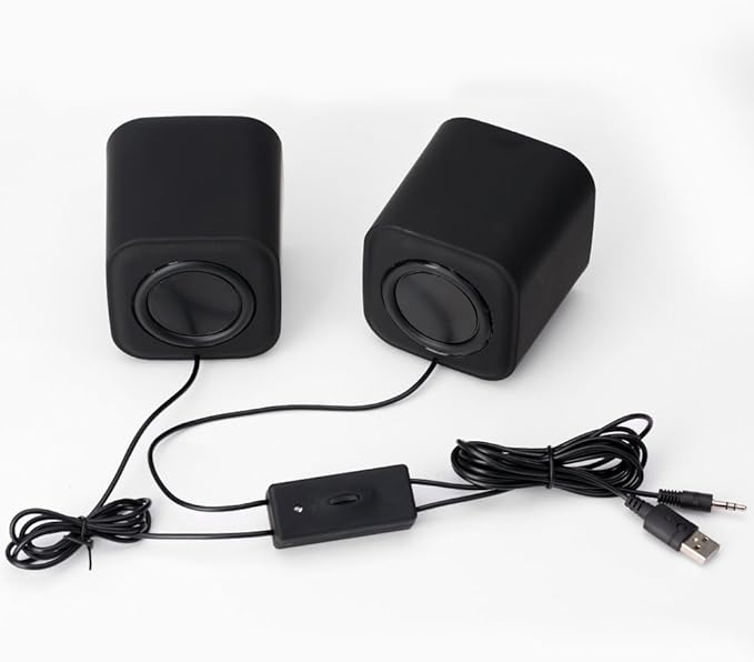 Computer Speakers for Desktop PC Laptop Mac USB Powered Small Wired 2.0 Channels Dual Stereo Clear with Bass Less Distortion