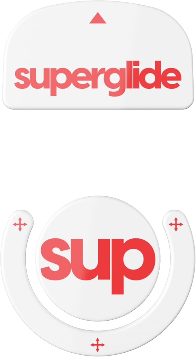 Superglide2 - New Controllable Speed Textured Surface Smoothest Mouse Feet/Skates Made with Ultra Strong Glass Smooth and Durable Sole for Logitech G Pro X Superlight1 [White/Red]