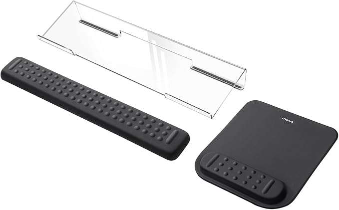 MOSISO Computer Keyboard Stand&ampWrist Rest Support for Keyboard &ampMouse Pad Set Ergonomic Massage Wrist Rest Set Easy Typing Working Acrylic Clear Stand for Office Home Black