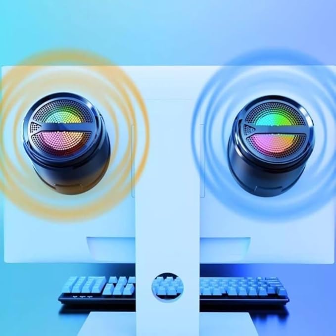 Mini Wired Desktop Computer Speakers with Dual Channel Stereo Sound USB Powered Small Audio System