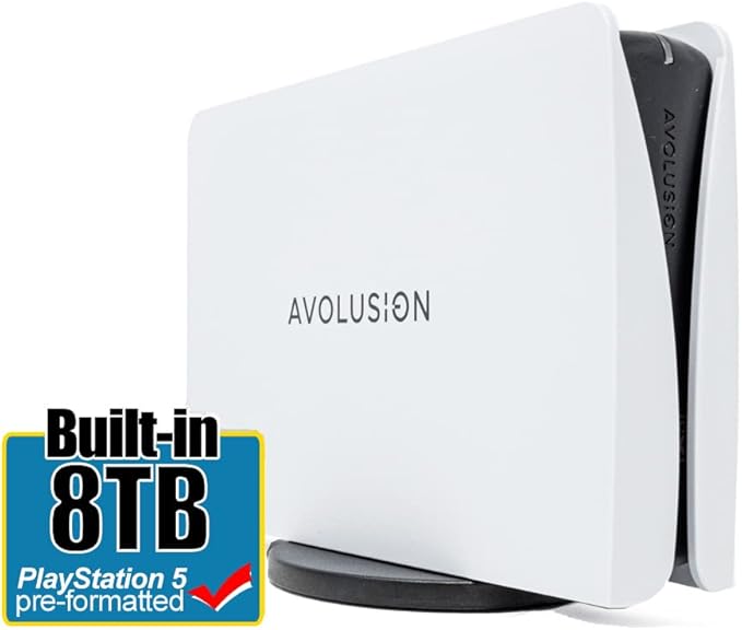 Avolusion PRO-5Y (White) 8TB USB 3.0 External Gaming Hard Drive for PS5 / PS4 Game Console (Renewed)