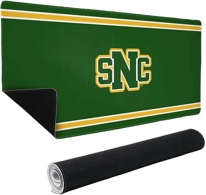 St. Norbert College Green Knights Primary Logo Stripes Large Gaming Mouse Pad Desk Mat with Stitched Edges Non-Slip Base for Gamer Home and Office 31.5 x 15.7