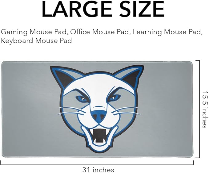 Daemen College Wildcats Primary Logo Large Gaming Mouse Pad Desk Mat with Stitched Edges Non-Slip Base for Gamer Home and Office 31.5 x 15.7