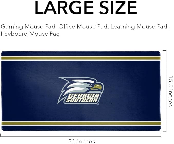 Georgia Southern University Primary Logo Stripes Large Gaming Mouse Pad with Stitched Edges Non-Slip Base for Gamer Home and Office 31.5 x 15.12