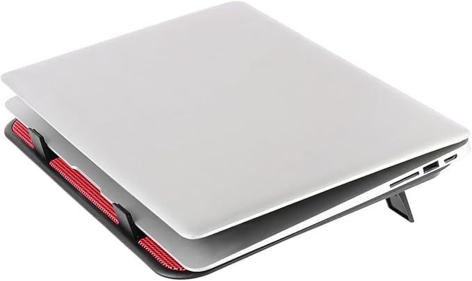 Notebook Cooler with Dual Quiet USB Fans Ergonomic Laptop Cooling Pad Stand Angles Anti-Slip Design for Desk and Bed Use Portable Red Cooling Panel