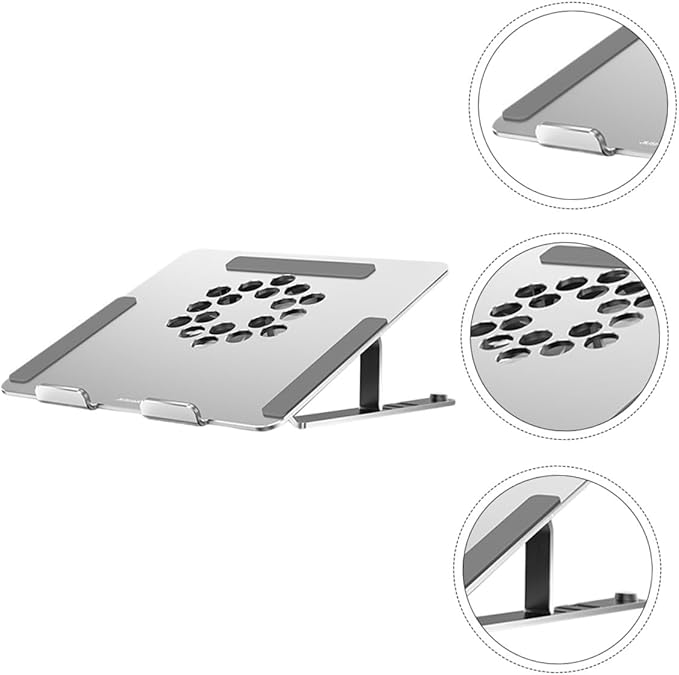 DOITOOL Aluminum Alloy Laptop Cooling Pad with Adjustable Height and Quiet Fan Ventilated Support Stand for Gaming and Office Use Silver Laptop Cooler Base