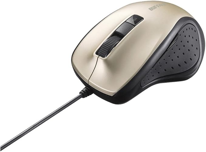 BUFFALO BSMBU308GD Wired BlueLED Silent 5 Button Mouse Gold