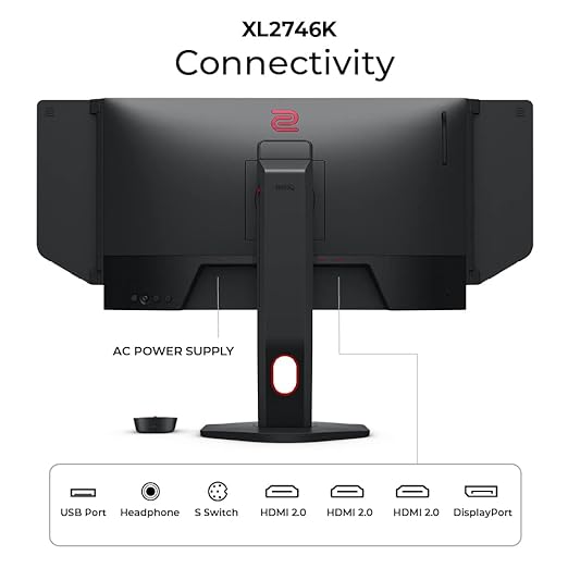 BenQ Zowie XL2746K 27-inch 240hz Gaming Monitor | 1080P 1ms | DyAc+ | Color Vibrance | Black Equalizer | Enhanced Height Tilt and Base Adjustment | XL Setting to Share | S-Switch | Shield