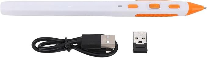 Jectse Ergonomic 2.4G Adjustable Pocket Computer Mouse Pen DPI 800 1200 1600 Wireless Pen Mouse with Laptops Desktops Tablets Smartphones and Smart TVs (White)