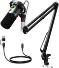 Dynamic Microphone/USB Mode Dynamic Mic Podcast Mic with Software and Gain Knob for Recording (D As Shown)