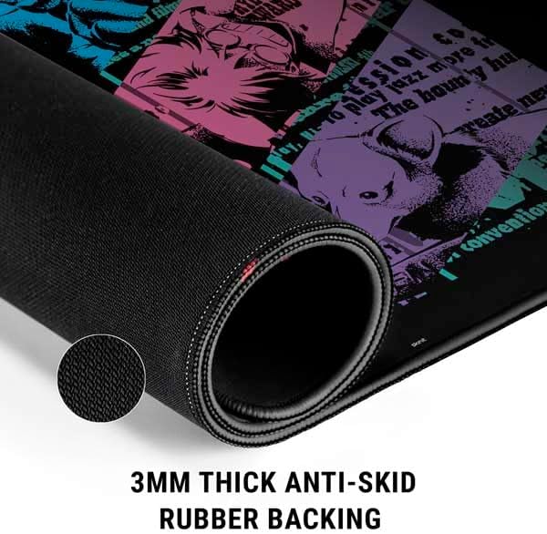 Skinit Medium Gaming Mouse Pad - Officially Licensed Cowboy Bebop Poster Design with Stitched Edges Waterproof Non-Slip Rubber Base Desk Mat for Keyboard &amp Mouse 17.7 x 15.75 inches