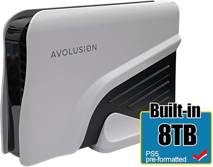 Avolusion PRO-Z 8TB USB 3.0 External Gaming Hard Drive for PS5/PS4 Game Console (White) - 2 Year Warranty