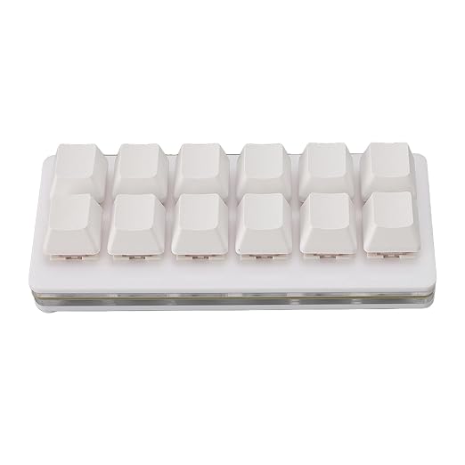 One Handed Macro Mechanical Keyboard 12 Keys Hot Swappable RGB Gaming Keypad Programmable Mini Red Switch Keyboard for OS X for for Pi (White)