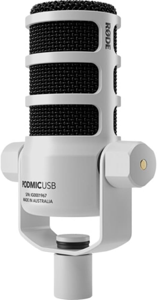 2 Pack of RODE PodMic USB and XLR Dynamic Broadcast Microphone | White + Cleaning Cloth (3 Items)