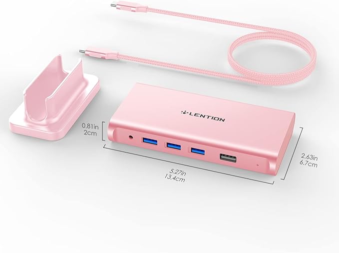 LENTION USB C Docking Station with 100W PD 4K HDMI Gigabit Ethernet USB 3.0/2.0 Aux Adapter for 2025-2016 MacBook Pro 2025-2018 Mac Air/Surface/Steam Deck More Stable Driver Certified