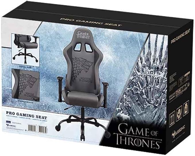 Game of Thrones - Gaming Chair or Office Chair Adult Gamer Chair Comfortable seat Integrated headrest Adjustable armrests and Height Ergonomic backrest - Black