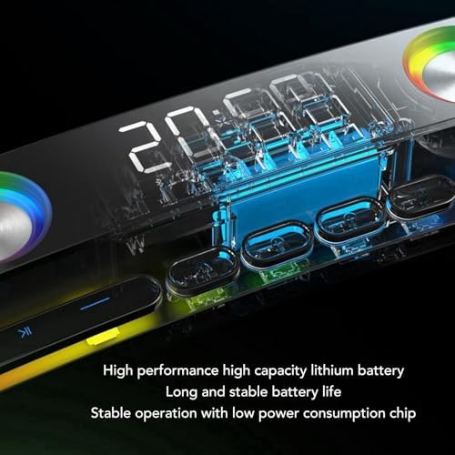 Bluetooth Computer Speaker PC Gaming Speaker Sound with Dynamic RGB Light HiFi Stereo Sound FM Radio Alarm Clock 13 Mechanical Keys for Desktop Monitor Laptop Soundbar