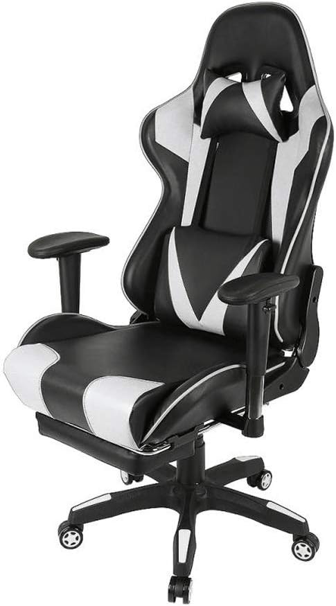 Office Chair Gaming Chair Computer Chair Gaming Chair Safe Durable Office Chair Ergonomic Leather Comfortable Chair for Game Computer Chairs (Color : Wit)