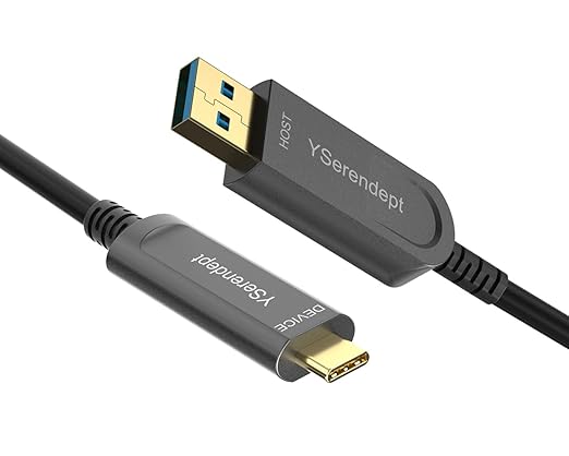 Fiber Optic USB C Cable 33ftUSB 3.2 Gen2 10Gbps Active Optical Long Distance USB A to Type C Cord for 4K CamerasWebcamsHubsHDDsVR/AR Projectors &amp Medical SystemsGrey