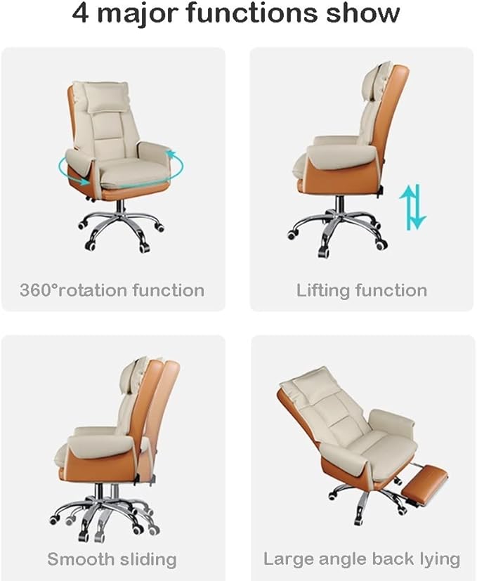 POKENE Computer Chair with MassageGaming Chairs with 7-Point VibrationComputer Chair High Back Chairs with WheelsHome Office Chair for Bedroom with Wheels (Color : Beige B)