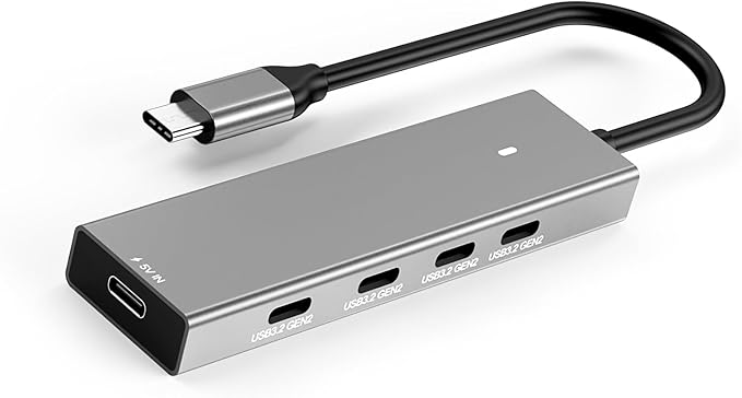 TypeC Hub 1 To5 Port 2A2C Splitter Usb3.2 10G Hub Adapter for Computer Laptops 10Gbps TypeC Docking Station