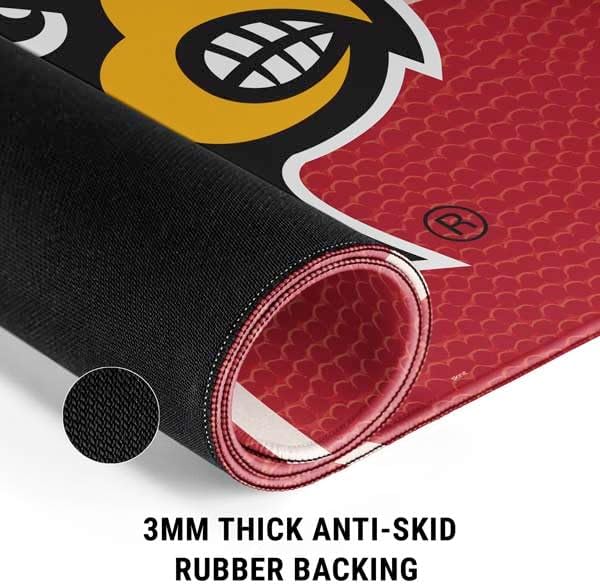 Skinit Medium Gaming Mouse Pad - Officially Licensed Louisville Red Basketball Design with Stitched Edges Waterproof Non-Slip Rubber Base Desk Mat for Keyboard &amp Mouse 17.7 x 15.75 inches