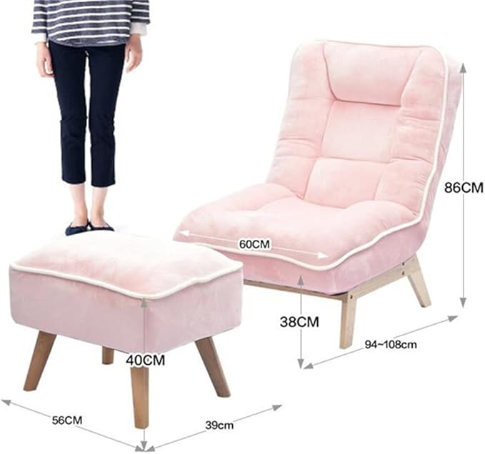 Office Chair Gaming Chair Computer Chair Folding Lazy Sofa with Stool Footrest Recliner Adjustable Backrest Lounge Chair Floor Padded Couch Chair